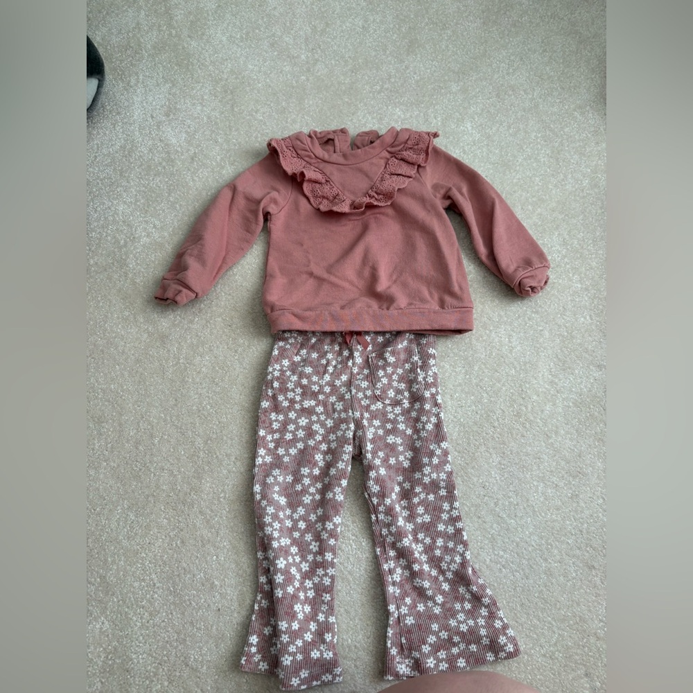 Nicole Miller Mauve Floral Top and Pants Set